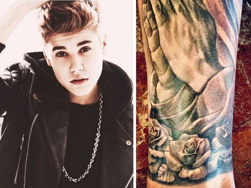 Justin Bieber se tatúa una plegaria en su pierna izquierda