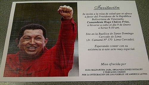 Elsa Malpartida organiza misa a favor de Hugo Chávez