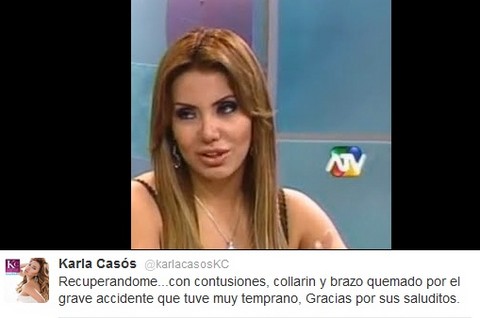 Karla Casós quedó con un brazo quemado y usando collarín tras accidente