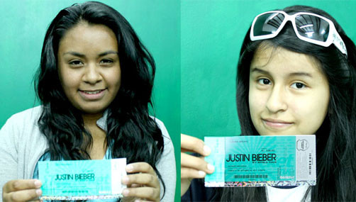Las ganadoras de las entradas para asistir al concierto de Justin Bieber