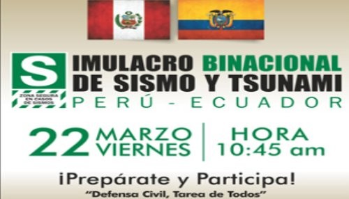 Anuncian Simulacro Binacional de Sismo y Tsunami Perú - Ecuador