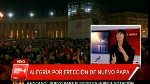 Chile: canal televisivo se equivoca y pone 'erección' en vez de elección de Papa