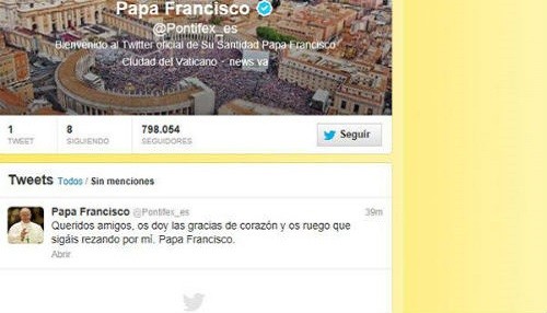 El Papa Francisco inauguró su cuenta oficial en Twitter