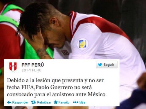Paolo Guerrero no será convocado para el partido ante México