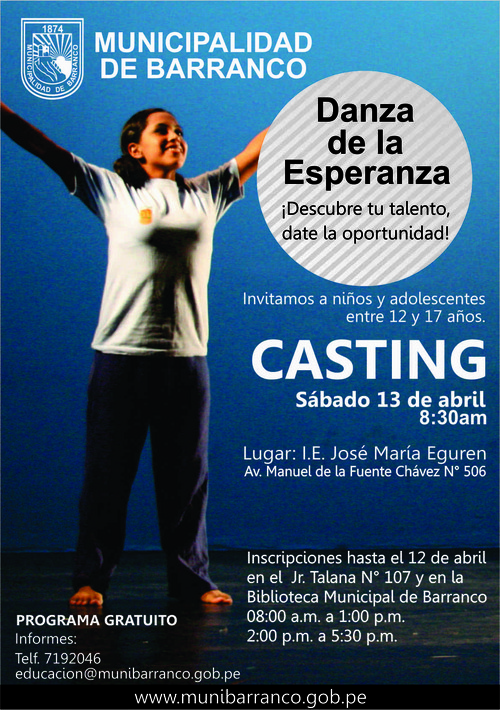 Más De 200 Jóvenes Participarán En Casting Danza De La Esperanza En Barranco
