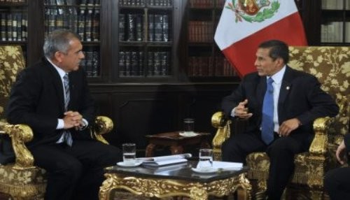 Presidente Ollanta Humala concede entrevista a los periodistas Nicolás Lucar y David Rivera