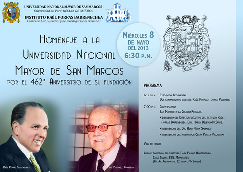 Exposición Documental 'Dos sanmarquinos ilustres: Raúl Porras y Jorge Puccinelli' y 'Conversatorio San Marcos en la Cultura Peruana'