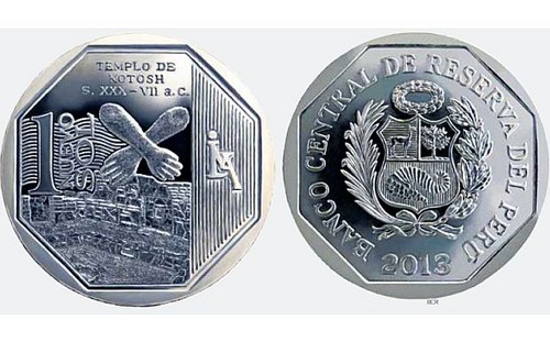 Diez millones de monedas de 1 nuevo sol con imagen alusiva al templo de Kótosh entran en circulación el día de hoy