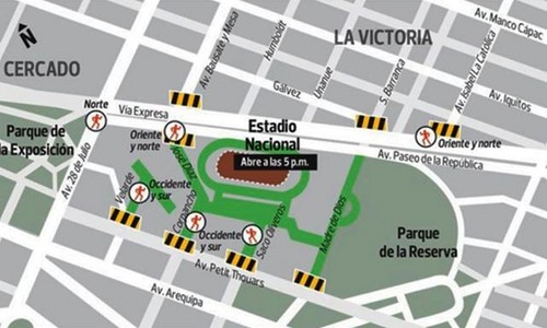 [Perú vs. Ecuador] Las calles aledañas al Estadio Nacional estarán restringidas al tránsito vehicular