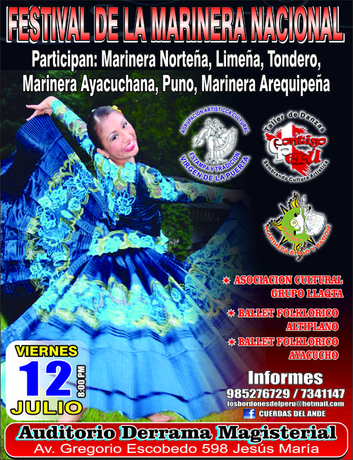 Festival de la Marinera este viernes 12 de julio a las 8pm en el Auditorio de la Derrama Magisterial