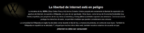 Wikipedia protesta contra la Ley SOPA: La libertad de Internet está en peligro