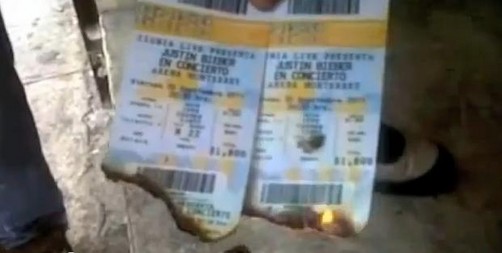 Queman tickets para concierto de Justin Bieber en Monterrey