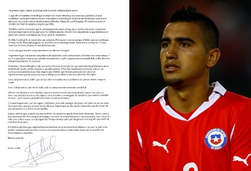 Lea la carta de Arturo Vidal pidiendo disculpas a la selección chilena