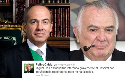 México: Felipe Calderón 'mató' a ex presidente mexicano por Twitter