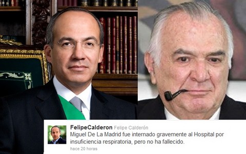 México: Felipe Calderón 'mató' a ex presidente mexicano por Twitter