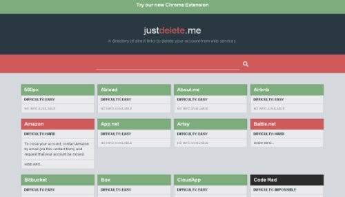 JustDelete.me la web que te ayuda a borrar tus datos de la red
