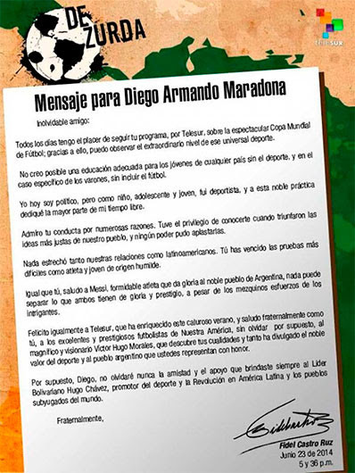 Carta de Fidel Castro a Diego Armando Maradona