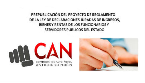 Prepublican Proyecto de Reglamento de la Ley que regula la presentación de declaración jurada de ingresos, bienes y rentas de funcionarios y servidores públicos