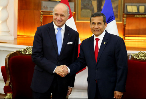 Ollanta Humala y canciller de Francia, Laurent Fabius, se reunieron en Palacio de Gobierno