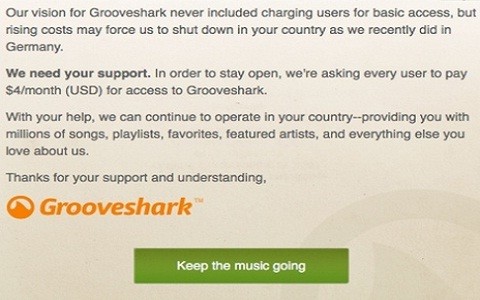 Grooveshark cobrará cuatro dólares para escuchar música