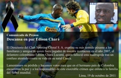Sporting Cristal lamentó muerte de Edison Chará