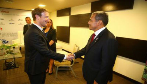 Ollanta Humala dialogó con Mark Zuckerberg