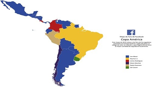 Mapa de fans de la Copa América en Facebook