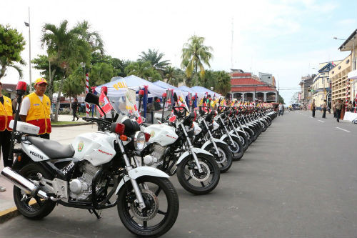 Policía Nacional recibe motos y equipos para reforzar lucha contra el tráfico de drogas en Iquitos