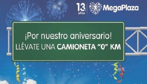 MegaPlaza regala una camioneta 0 kilómetros por su aniversario