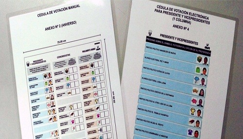 ONPE: Cédulas de sufragio para las Elecciones Generales 2016 tendrán tres cuerpos