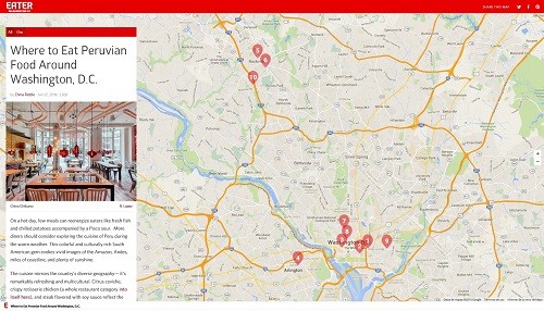 Portal de EE.UU. elabora mapa interactivo sobre la gastronomía peruana en Washington D.C.