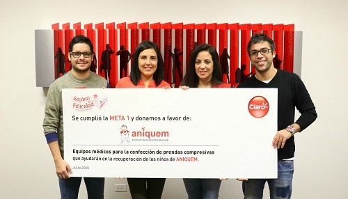 CLARO entregó primera meta de la campaña Recibos de Felicidad a beneficio de los niños de ANIQUEM