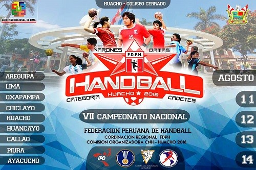 VII Campeonato Nacional de Handball se desarrollará del 11 al 14 de agosto en el Coliseo Cerrado IPD de Huacho