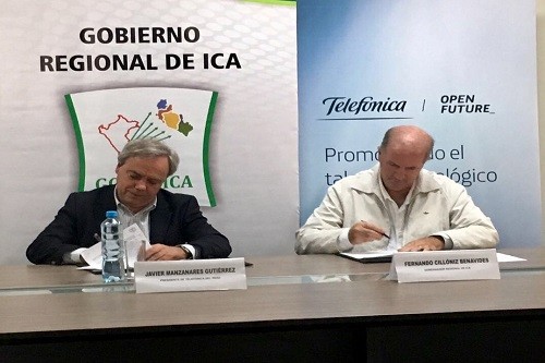 El gobierno regional de Ica y Telefónica Open Future firman acuerdo para impulsar  el emprendimiento tecnológico en esta región
