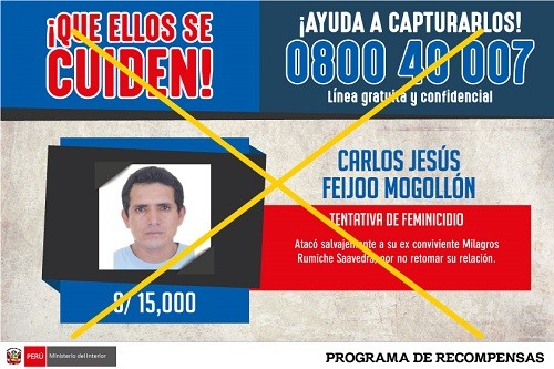 Policía capturó Carlos Feijoo acusado de intento de feminicidio en agravio de Milagros Rumiche