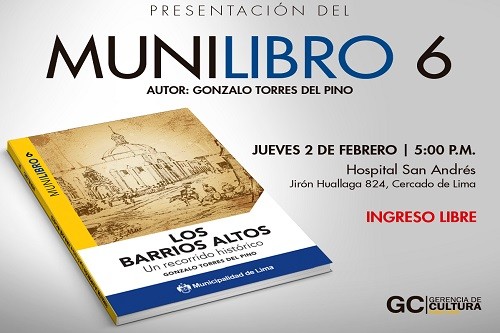 Municipalidad de Lima presenta libro de Gonzalo Torres sobre Barrios Altos