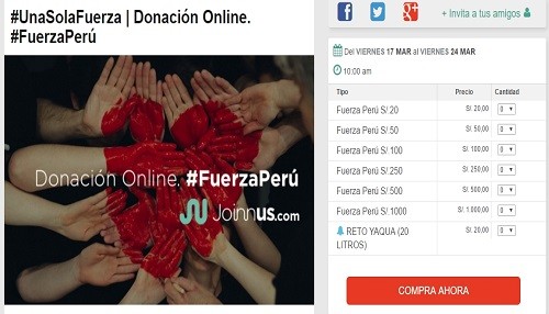 PayU se une a Joinnus en campaña de donaciones para damnificados #FuerzaPeru