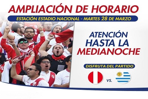 Metropolitano ampliará servicio en estación Estadio Nacional por partido Perú  Uruguay