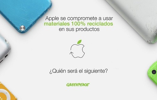 Greenpeace aplaude que Apple se comprometa a usar materiales 100% reciclados