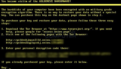 Una nueva variante de ransomware GoldenEye se desarrolla y ataca usuarios a nivel mundial