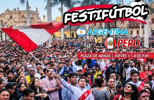 Dos pantallas gigantes transmitirán encuentro Argentina-Perú en Plaza de Armas