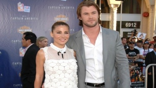 Chris Hemsworth y Elsa Pataky en la premier del Capitán América