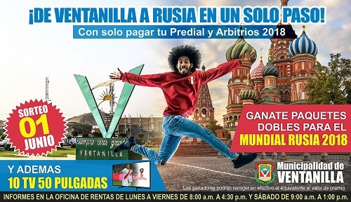 Municipalidad de Ventanilla sorteará tres paquetes dobles para el Mundial Rusia 2018