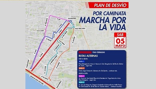 Municipio de Lima informa plan de desvío vehicular por Marcha por la Vida