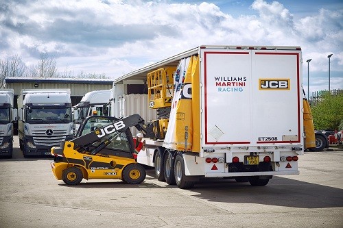 JCB enciende motores para el apoyo a Williams Martini Racing en el tour europeo de la F1 JCB enciende motores para el apoyo a Williams Martini Racing en el tour europeo de la F1