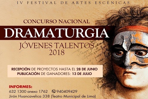 Municipalidad de Lima lanza Concurso Nacional de Dramaturgia para Jóvenes Talentos 2018