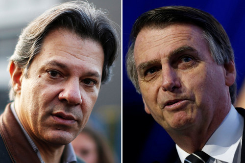 La distancia en la preferencia de los electores que separa a Jair Bolsonaro y Fernando Haddad se acorta