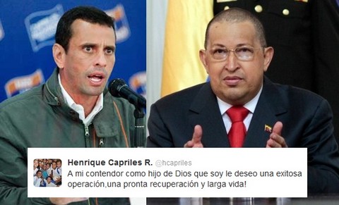 Venezuela: Capriles le desea pronta recuperación a Hugo Chávez Venezuela: Capriles le desea pronta recuperación a Hugo Chávez