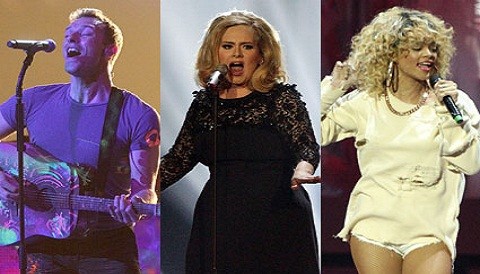 Vea la presentación de Coldplay, Rihanna, Adele y Blur en los Brit Awards 2012 (Video)