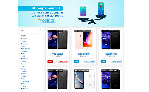 OSIPTEL lanza Comparamóvil, novedosa herramienta web para comparar precios de equipos celulares